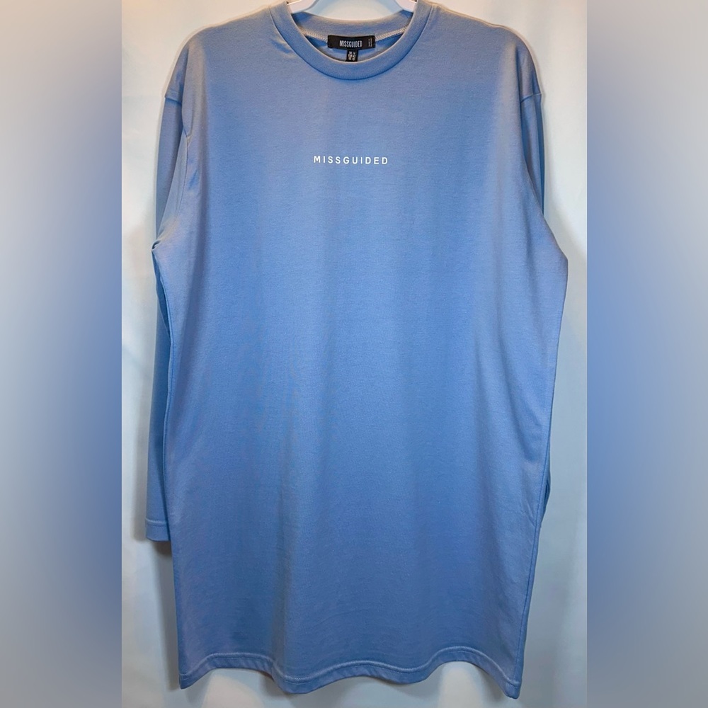 Missguided Light Blue Long Sleeve T-shirt Dress Size 10 NWT